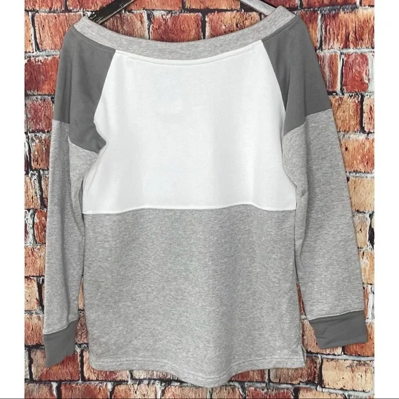 NWT Georgia Tech Yellow Jackets Gray White Wide Neck Large Adidas Sweatshirt - Picture 5 of 5